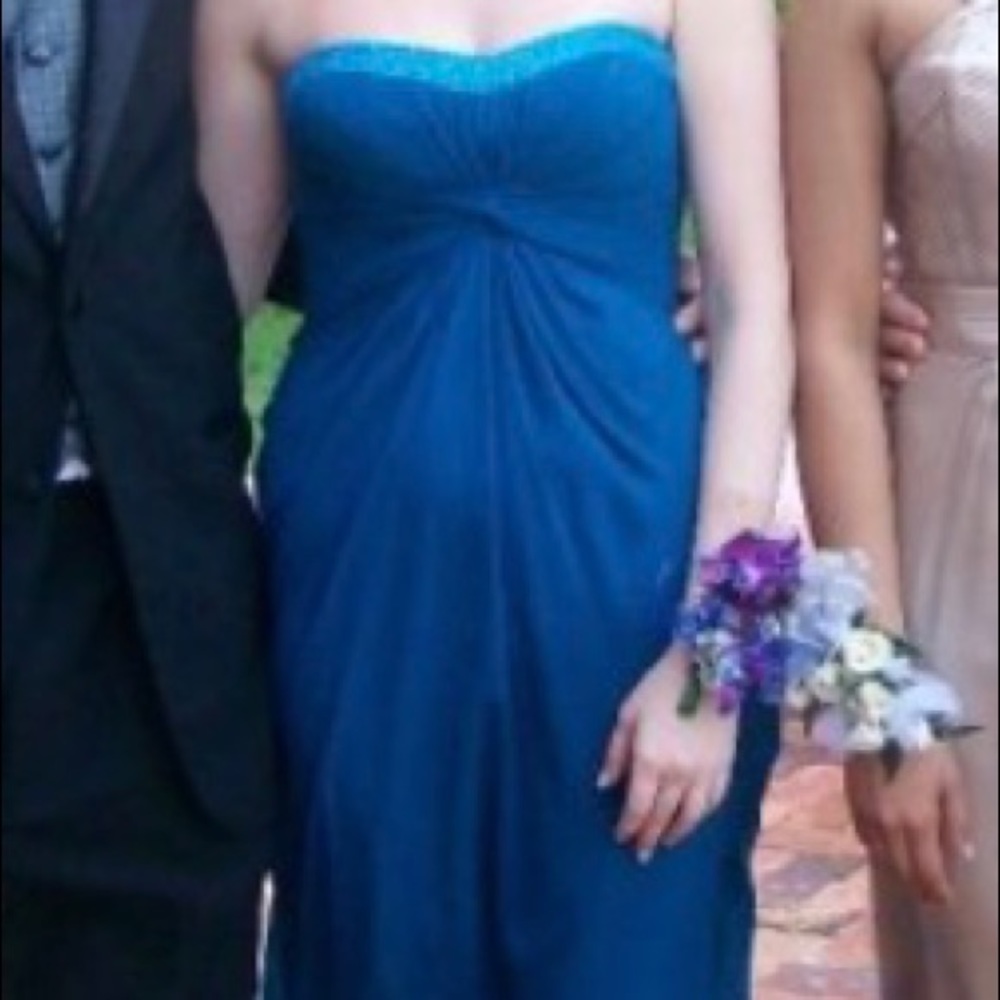 formal dress, floor length, teal